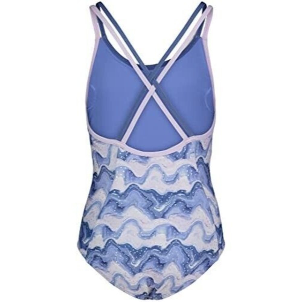 Under Armour One Piece Swimsuit Girls 16 Nebula Purple Waves NEW - Picture 2 of 6